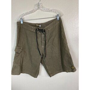 Hempy's Men's Olive Cargo Board Shorts Size 36 Hemp Blend Outdoor Vacation